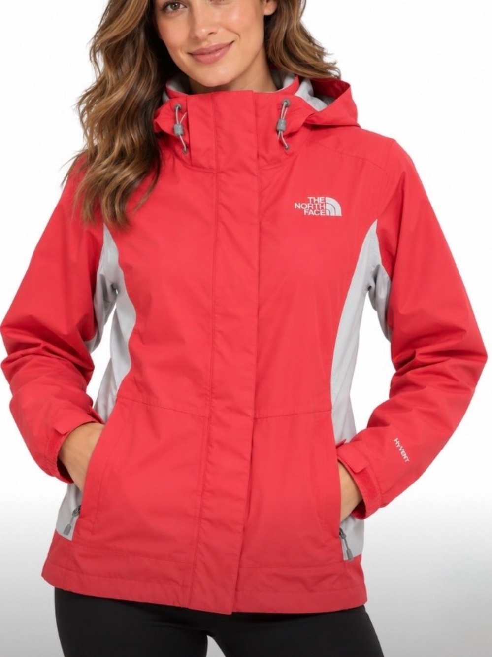 The North Face Claremont Triclimate HyVent Shell Jacket Red Grey Medium